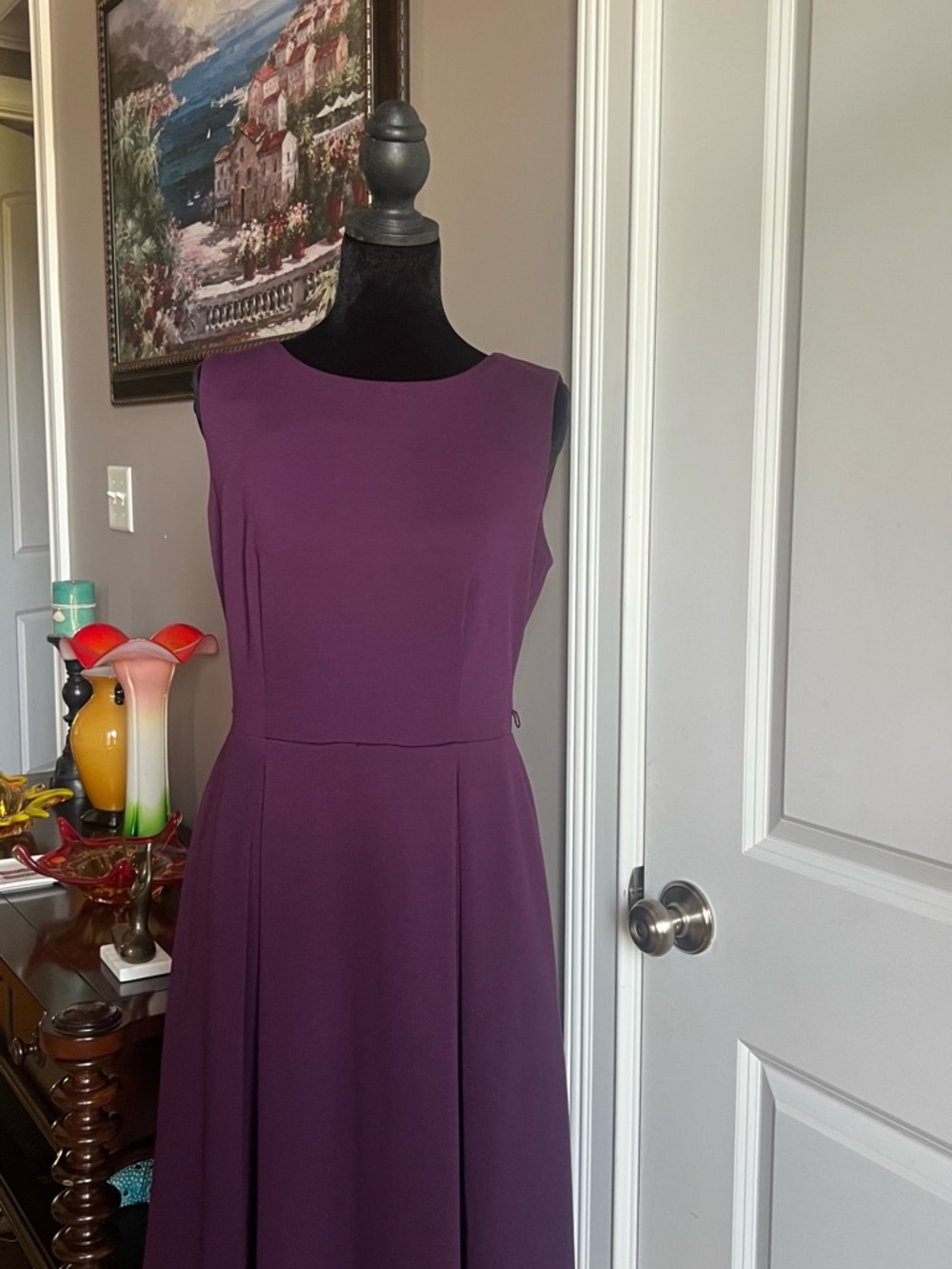 Calvin Klein Sleeveless Plum Midi Dress